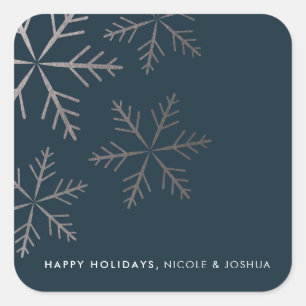 Shining snowflake faux foil winter holiday sticker