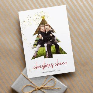 Shining Star Christmas Cheer Photo Holiday Card