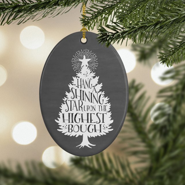 Shining Star Christmas Tree Chalkboard Keepsake Ceramic Tree Decoration (Creator Uploaded)
