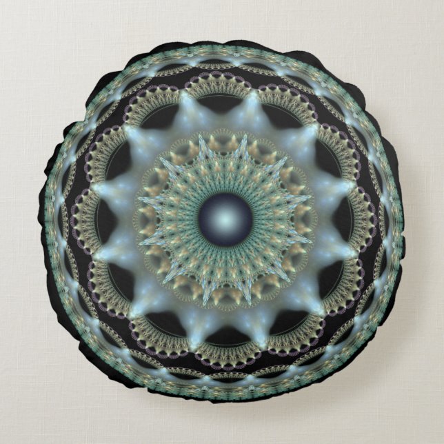Shining star fractal round ornament cushion (Front)