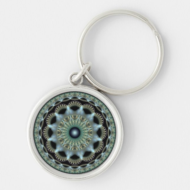 Shining star fractal round ornament key ring (Front)