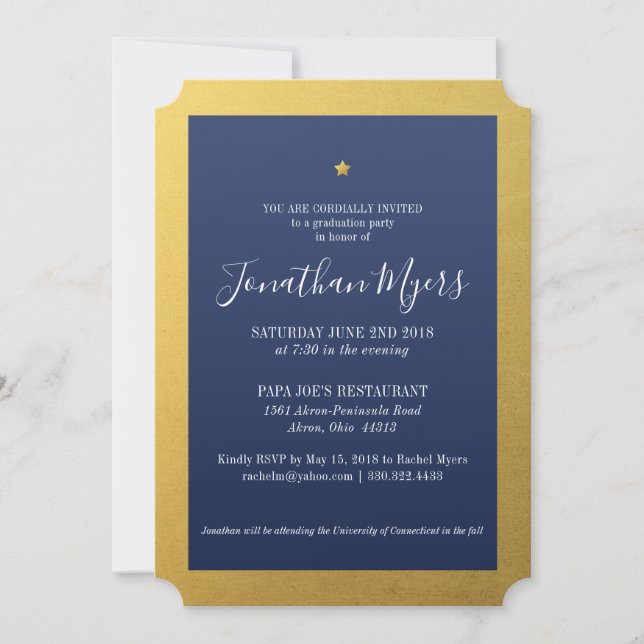 Shining Star Graduation Party Invitation (Front)