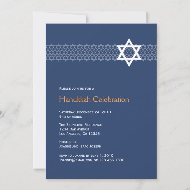 Shining Star Hanukkah Party Invitation (Front)