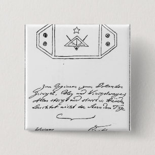 Shining star over square and Compass and lead 15 Cm Square Badge