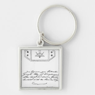 Shining star over square and Compass and lead Key Ring