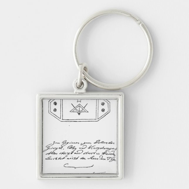 Shining star over square and Compass and lead Key Ring (Front)