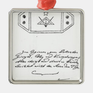 Shining star over square and Compass and lead Metal Tree Decoration