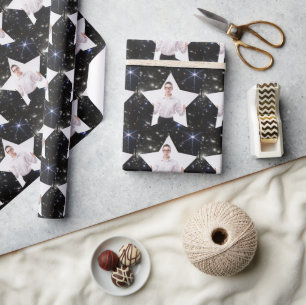 Shining Star Personalized Photo Space Background Wrapping Paper