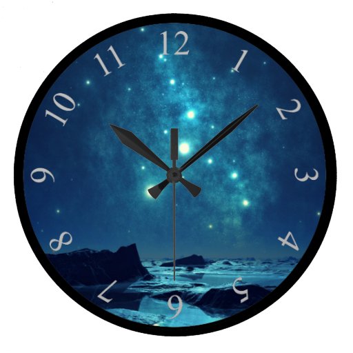 Image of Shining Stars at Night in Snowy North Large Clock