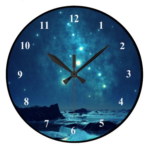 Image of Shining Stars in the Snowy North Landscape Large Clock