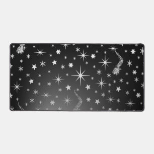 Shining stars on the illuminated night sky desk mat