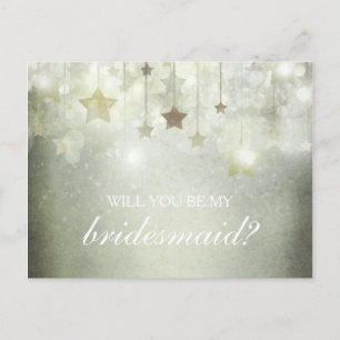Shining Stars Will You Be My Bridesmaid Invitation Postcard