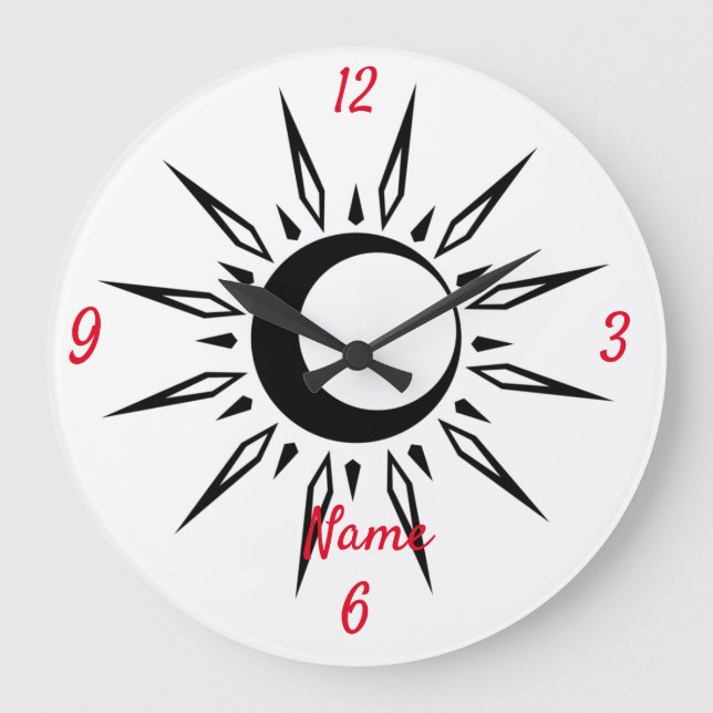 Shining Sun Crescent Moon Thunder_Cove Large Clock (Front)