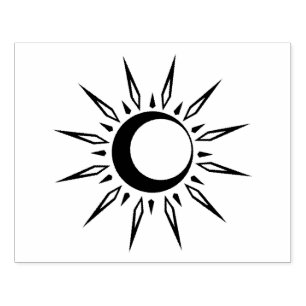 Shining Sun Crescent Moon Thunder_Cove Rubber Stamp