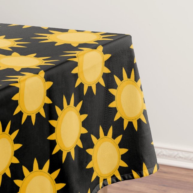 Shining Sun Illustration On Black Pattern Design  Tablecloth (Creator Uploaded)