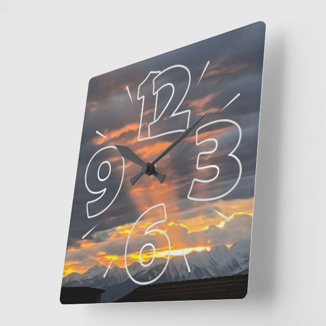 Shining through square wall clock (Angle)