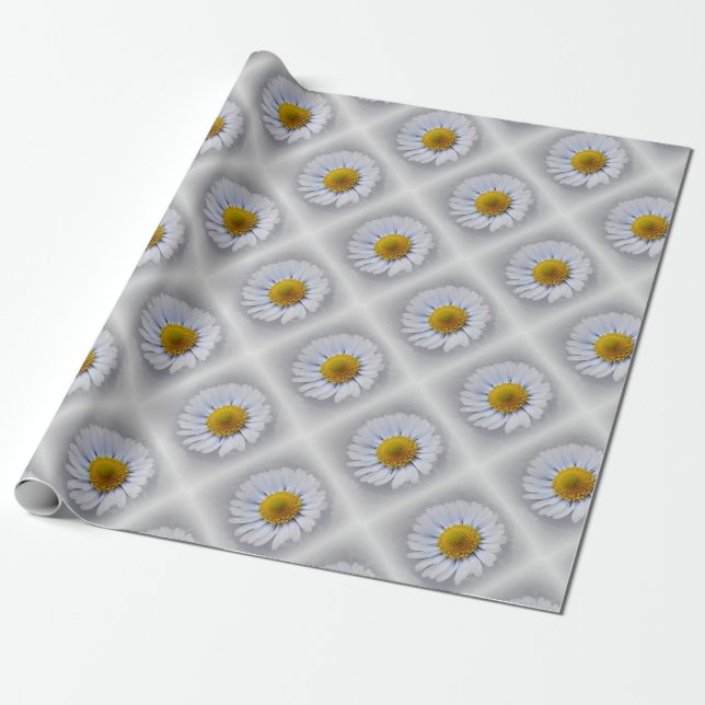 shining white daisy wrapping paper (Unrolled)