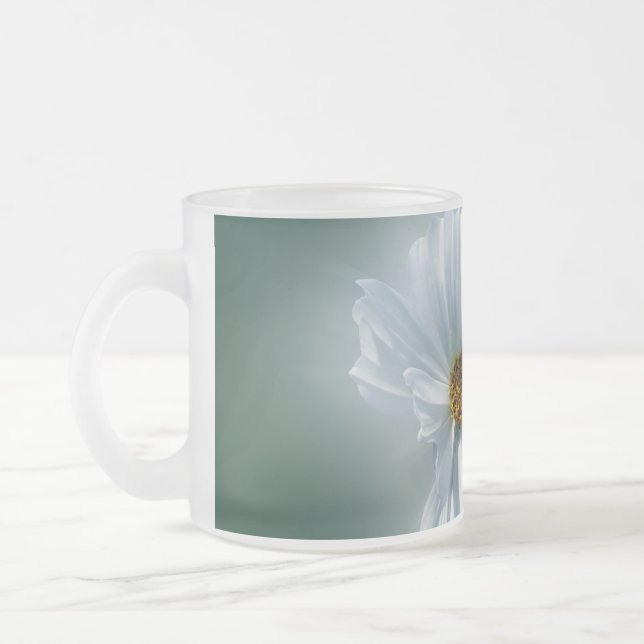 shining white frosted glass coffee mug (Left)