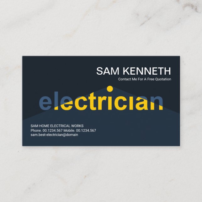 Shining Yellow Light Electrician Signage Electric Business Card (Front)