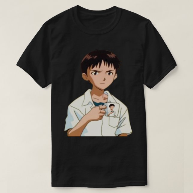 Shinji with Shinji Mug   T-Shirt (Design Front)