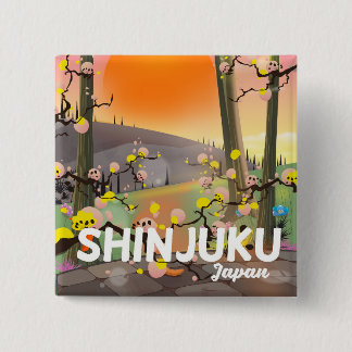 Shinjuku Japan travel poster 15 Cm Square Badge