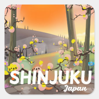 Shinjuku Japan travel poster Square Sticker