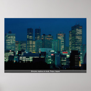 Shinjuku skyline at dusk, Tokyo, Japan Poster