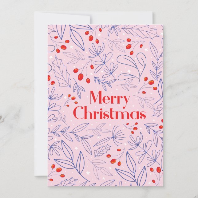 Shinny, colorful, floral Christmas card (Front)
