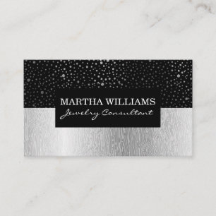 Shinny Dots Pattern Black   Silver Natural Pattern Business Card