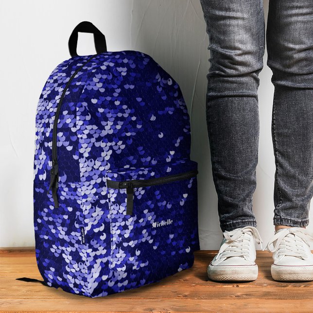 Shinny Royal Blue Stylish Sequins Modern School Printed Backpack (Shinny Royal Blue Stylish Sequins Modern School Printed Backpack
)