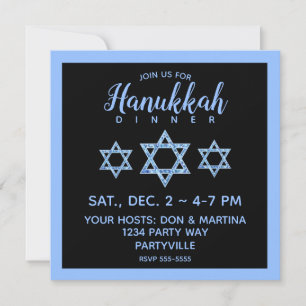Shinny Star of David's Hanukkah Invitation