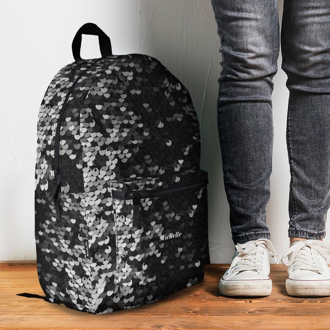 Shinny Stylish Silver Sequins Modern Girly Printed Backpack (Shinny Stylish Silver Sequins Modern Girly Printed Backpack
)