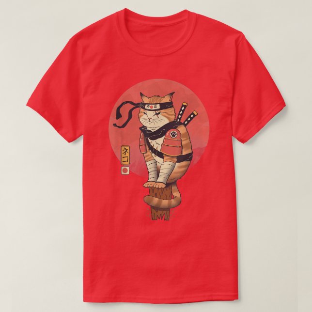 Shinobi Cat Ukiyo-e Samurai Cat Japanese Art  T-Shirt (Design Front)