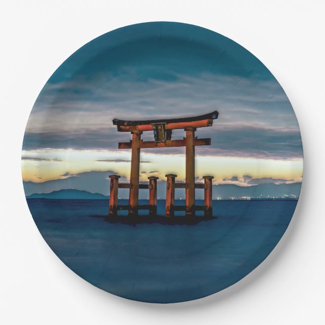 Shinto Shrine-Torii-Japanese Gate Paper Plate (Front)