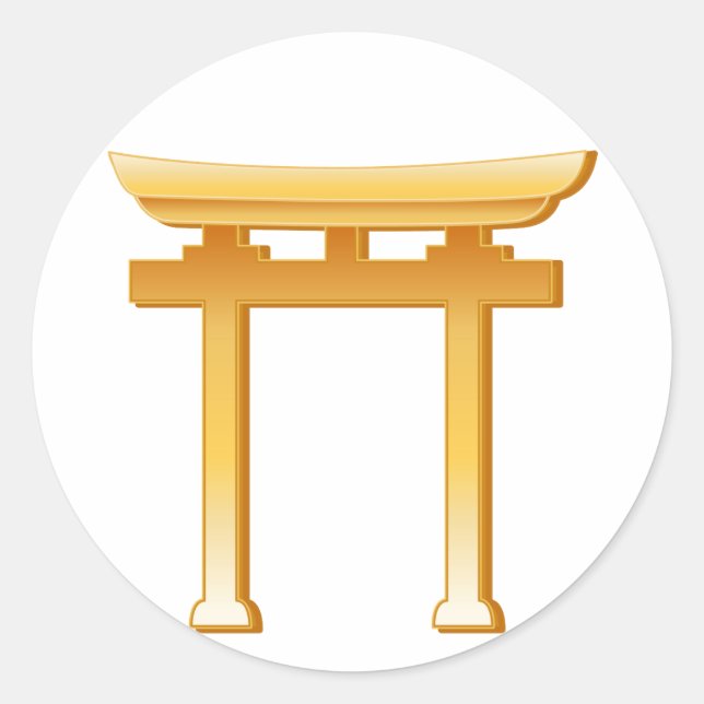 Shinto Torii Gate Classic Round Sticker (Front)