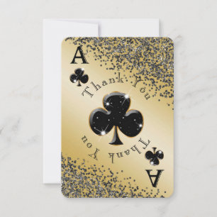 Shiny Ace of Clubs & Black Glitter Thank You