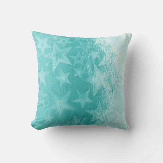 Shiny Aqua Turquoise Decorative Throw Pillow (Front)
