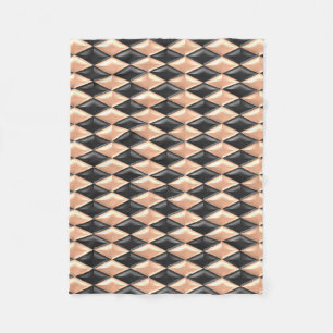 Shiny Black And Rose Gold Rhomboids Fleece Blanket