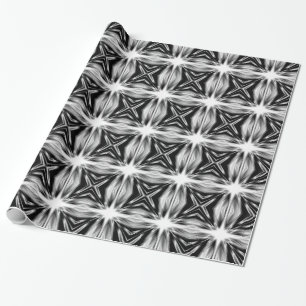 Shiny black and white star wrapping paper
