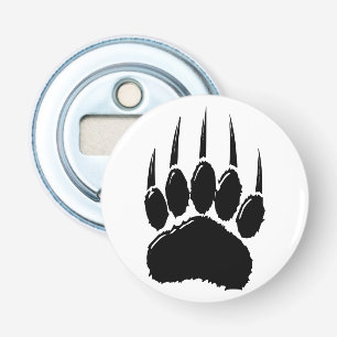 Shiny Black Bear Paw Print Bottle Opener