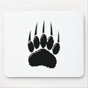 Shiny Black Bear Paw Print Mouse Mat