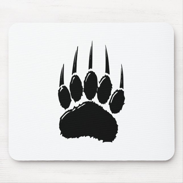 Shiny Black Bear Paw Print Mouse Mat (Front)