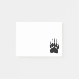 Shiny Black Bear Paw Print Post-it Notes