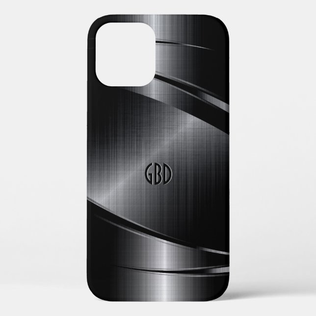 Shiny Black Design Brushed Aluminium Look Case-Mate iPhone Case (Back)