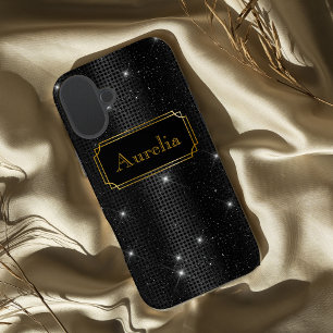 Shiny Black glamourous sequins sparkling iPhone 16 Plus Case