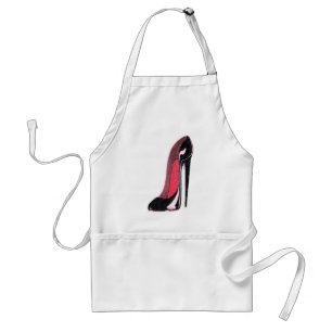 Shiny Black Left Stiletto Shoe Standard Apron