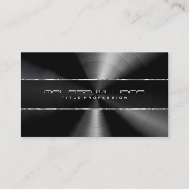 Shiny Black Modern Metallic Design Business Card (Front)