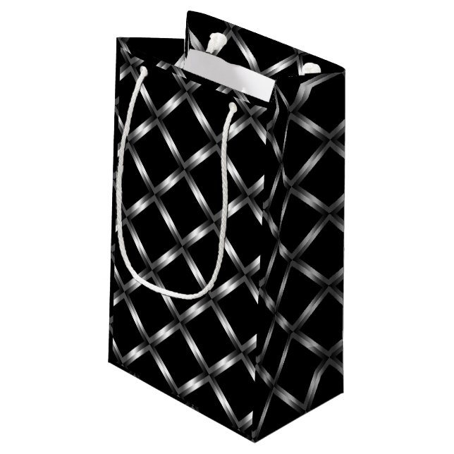 Shiny black Small Gift Bag (Back Angled)