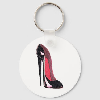 Shiny black stiletto shoe key ring