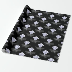 Shiny Black White Diamond Pattern Design Wrapping Paper
